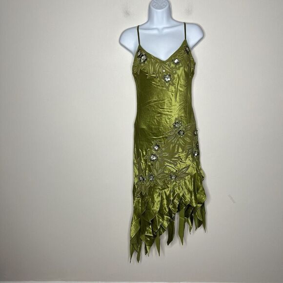 Vintage Sue Wong Nocturne Silk Dress Womens Size 2 Fairy 90s Y2K Asymmetric Hem - Picture 9 of 17